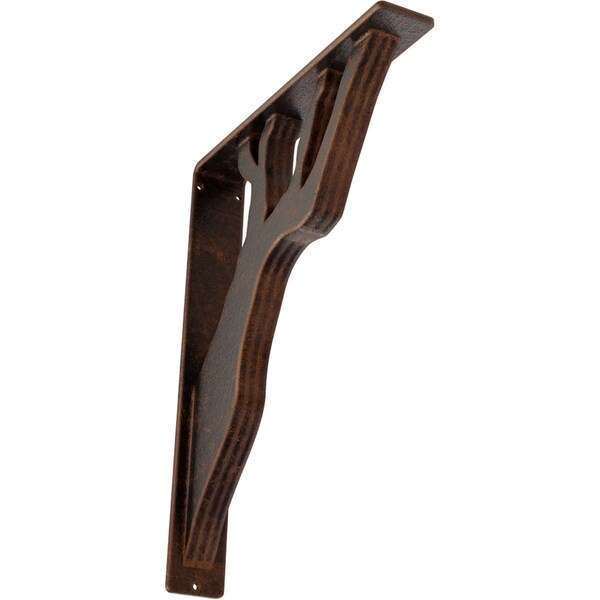 Ekena Millwork Damon Wrought Iron Bracket, (Triple center brace), Antiqued Copper 2"W x 12"D x 15"H BKTM02X12X15TDAACO - main